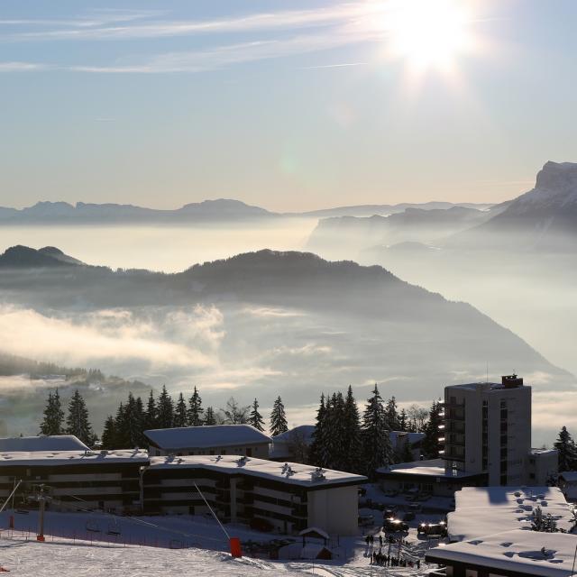 Het Collet resort in de winter aan het einde van de dag