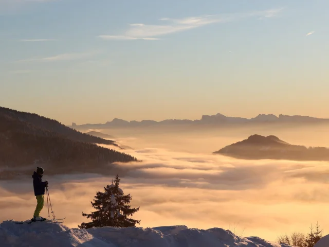 Coucher de soleil au Collet en hiver