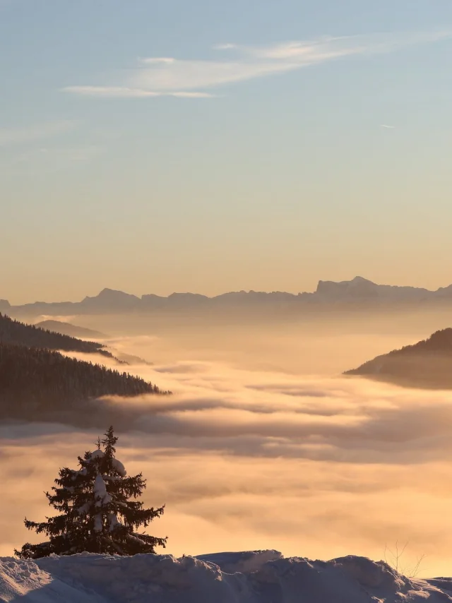 Coucher de soleil au Collet en hiver